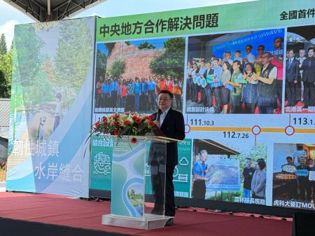 副執行長陳怡帆陪同行政院長卓榮泰前往雲林縣虎尾糖廠出席「安慶圳大排虎尾糖廠段排水路治理工程」開工祈福典禮