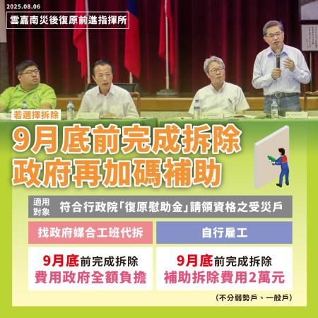 9月底前完成拆除再加碼補助(嘉義)